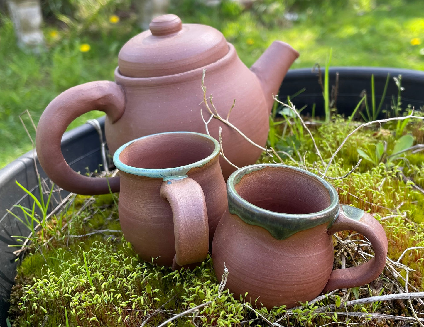 Child's Tea Set with green mugs